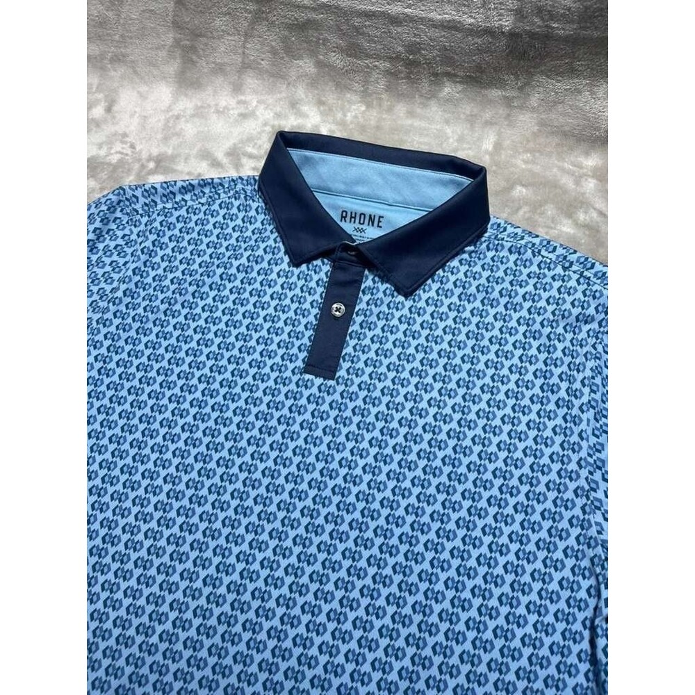Rhone Golf Polo Shirt Men's Medium Blue Short Sleeve Performance Activewear